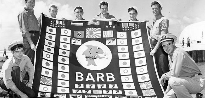 Team from USS Barb that landed at Karafuto, Japan, setting charges that destroyed a Japanese troop train. The attack was the only ground attack on Japan’s home islands during World War II.